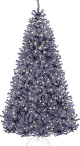 Vista 125 de Best Choice Products Árbol de Navidad azul bebé preiluminado de 6 pies, decoración navideña artificial completa con 947 puntas de rama, 250 luces
