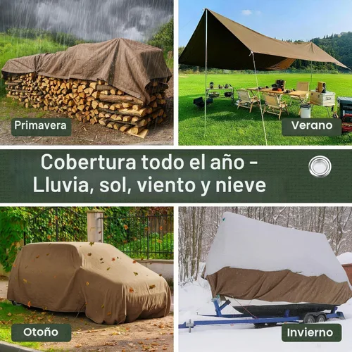 Vista 6 de Lona de lona de 12 x 16 pies, 12 onzas, resistente al agua Canela