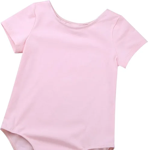 Vista 6 de TiaoBug Conjunto de vestido de ballet para niñas, de algodón, manga corta, leotardo de gimnasia con falda de gasa, conjunto de ropa de baile