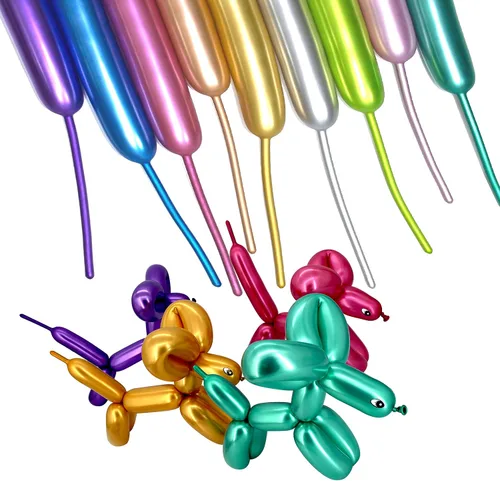Vista 16 de 100Pcs Globos Negros 260, Globos Largos para Atar Arco de Globos, Globos Largos y Finos para Torcer Globos de Animales, Globos para Cumpleaños