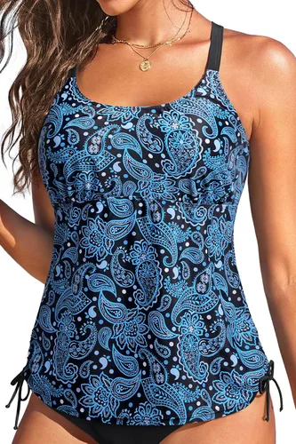 Vista 11 de Holipick Top de Tankini para Mujer Solamente Top de Traje de Baño Tankini Sin Parte Inferior Color Stripe2