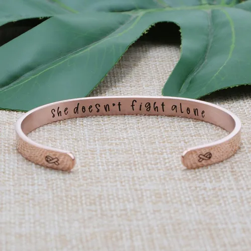 Vista 2 de JoycuFF - Brazalete motivacional para mujer, de acero inoxidable, abierto y grabado
