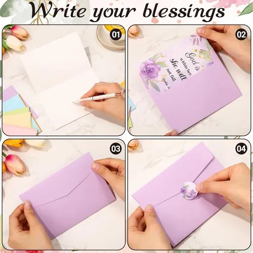 Vista 6 de Containlol 24 Piezas Tarjetas de Felicitación Cristianas Inspiradoras con Aliento de las Escrituras Tarjeta Floral de Versículos Bíblicos con Sobres