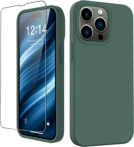 Vista 39 de FUNMIKO Funda compatible con iPhone 15 con protector de pantalla, silicona líquida suave y sedosa mejorada, diseñada a la moda para hombres, mujeres
