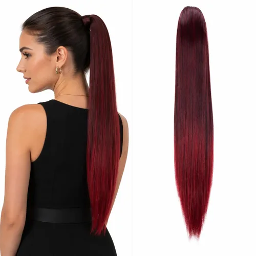 Vista 15 de CAISHA 24 "Hairpiece Cola de caballo Clip en la extensión de pelo largo recto Brunette H607