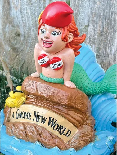 Vista 5 de BigMouth Inc Little Mer-gnome - Estatua de gnomo de jardín, divertida figura para césped y patio al aire libre, decoración de escultura de regalo