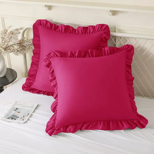 Vista 14 de KKJIAF Paquete de 2 fundas de almohada con volantes de 18 x 18 pulgadas