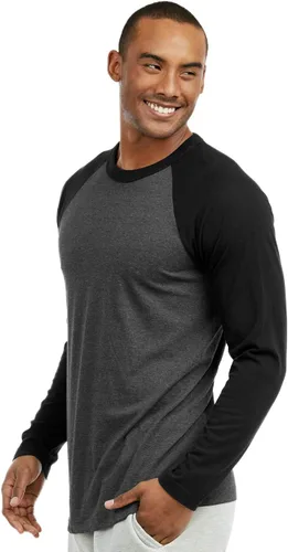 Vista 2 de Men's Full Length Sleeve Raglan Cotton Baseball Tee Shirt