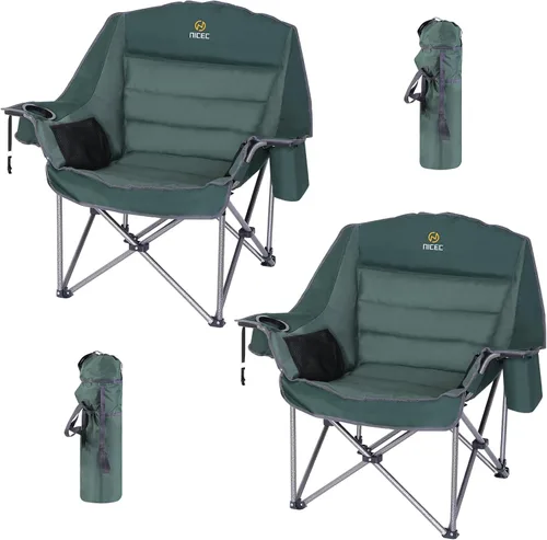 Vista 7 de Nice C - Silla de campamento de gran tamaño, silla deportiva acolchada XL para exteriores (color verde) Outdoor Sports Chair, Lawn Chair, Soccer