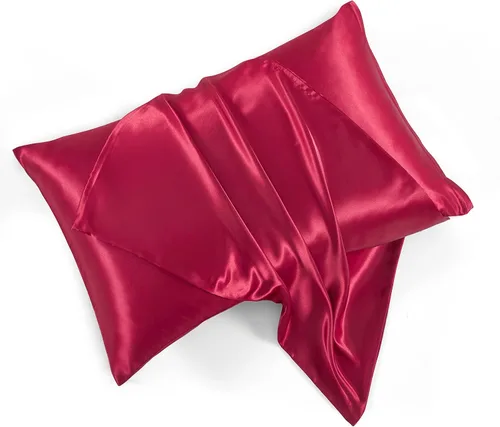 Vista 11 de Fundas de almohada de satén con cremallera (20 x 26), juego de 2 fundas de almohada de tamaño estándar, funda de almohada de seda negra para cabello