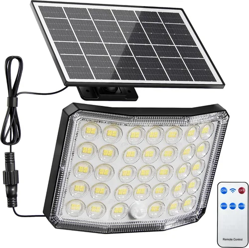 Vista 10 de Mini luces solares para exteriores con sensor de movimiento, 170 luces LED solares de inundación al aire libre del atardecer al amanecer con cable