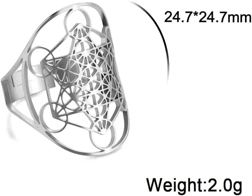 Vista 6 de Anillo de collar con forma de cubo de metatrones ahuecado con forma de arcángel de estrella de David