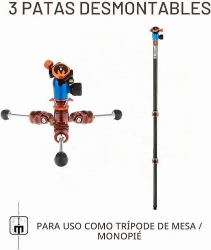 Vista 8 de 3 Legged Thing Pro Range 2.0 Winston 2.0 Kit de sistema de trípode de fibra de carbono – Trípode ajustable para cámara con 3 patas desmontables
