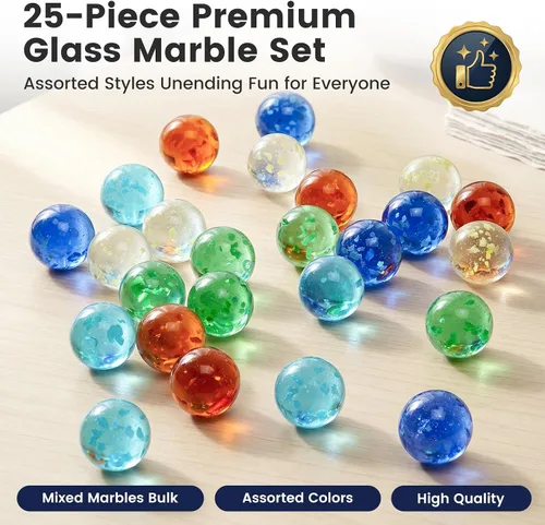 Vista 2 de SallyFashion 25 piezas de canicas que brillan en la oscuridad, canicas de vidrio luminosas a granel de colores para niños juegos de canicas