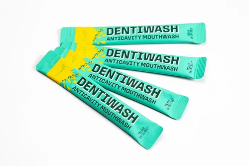 Vista 3 de Mouthwash Dentiwash - Paquetes portátiles de tamaño de viaje, sin alcohol, tensioactivo, conservantes y colorantes artificiales, evita caries