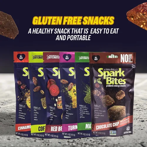 Vista 5 de SPARK BITES – Paquete variado de 6 (uno de cada sabor), sin alérgenos, a base de plantas, aperitivo energético saludable – Una liberación constante
