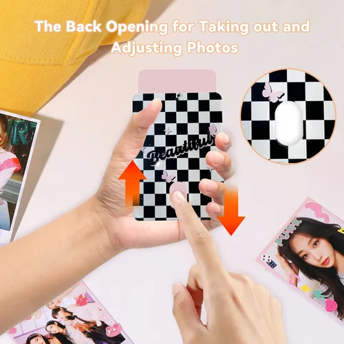 Vista 5 de KPOP Soporte para tarjetas fotográficas, marcos de fotos, llavero acrílico para tarjetas, paquete de 4, cargadores superiores para tarjetas, 3 x 4