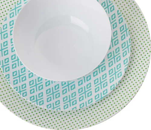 Vista 5 de Trendables™ Platos de plástico desechables de alta calidad de 8 pulgadas, platos de plástico de grado alimenticio para ensaladas/postres - Diseño