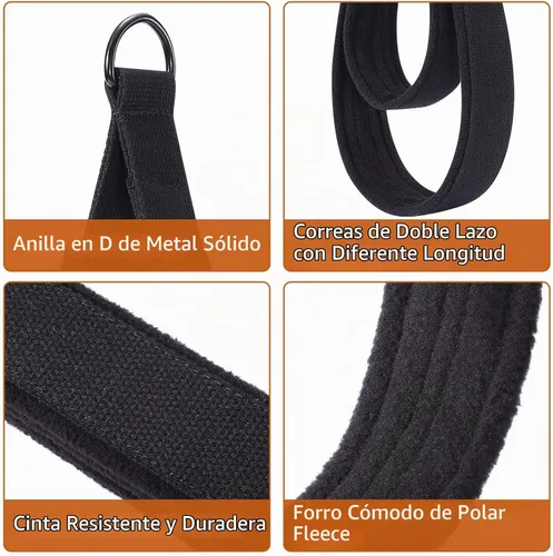 Vista 3 de TOBWOLF 2PCS Pilates Straps for Reformer, Double Loop D Ring Foot Hand