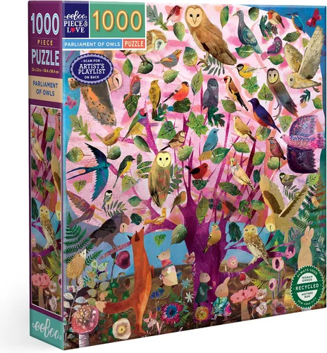 Vista 17 de eeBoo Rompecabezas de 1000 piezas con diseño de gato de naturalista para adultos, cuadrado de 23 x 23 pulgadas, fabricado con tablero reciclado