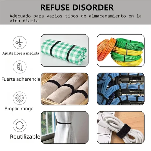 Vista 2 de BSELEYY - Amarres de Cable Reutilizables de 27 Yardas x 1 Pulgada - Correas de Cable Ajustables Cinta de Gestión de Cables Correas de Organización