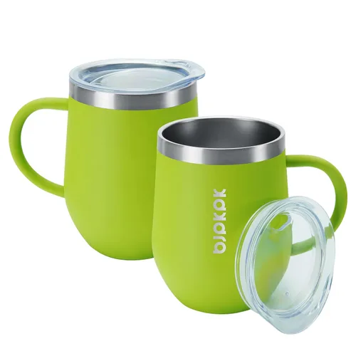 Vista 22 de BJPKPK 2 tazas de café aisladas, vaso aislado de 14 onzas con tapa, tazas de café de acero inoxidable con tapa a prueba de salpicaduras, color negro