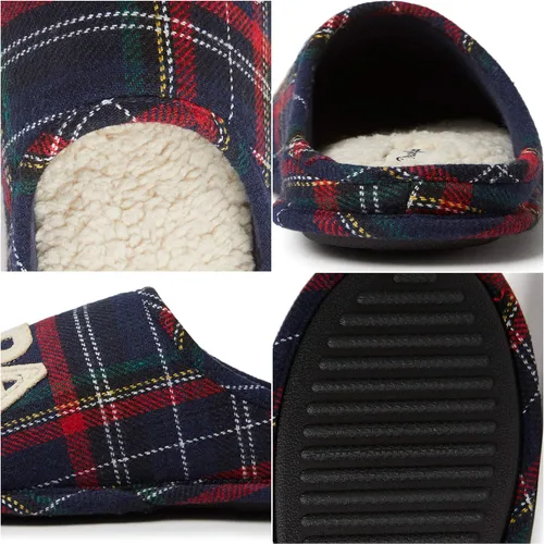 Vista 4 de Dearfoams Pantuflas para hombre Papa Bear , azul (Blue Tartan Plaid), S
