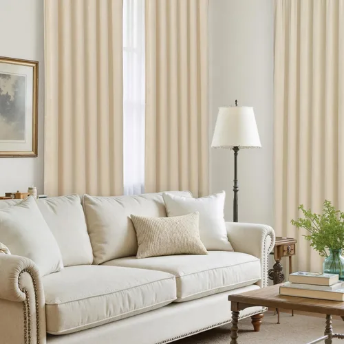 Vista 4 de LAMIT - Paneles de terciopelo beige para sala de estar de 72 pulgadas de largo, elegantes cortinas aisladas térmicamente e insonorizadas