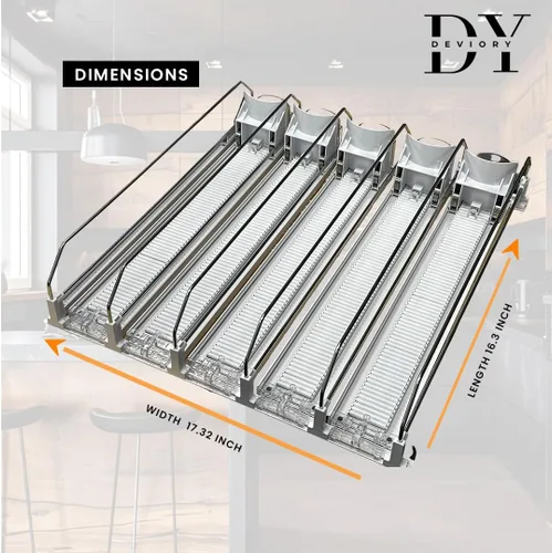 Vista 7 de Organizador de latas de soda con empujador automático Organizador de bebidas para refrigerador Dispensador de bebidas para soda, latas