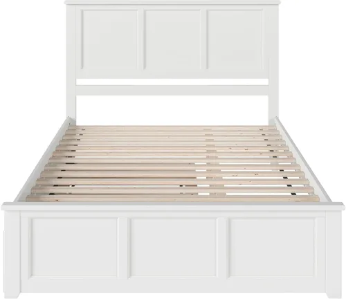 Vista 6 de AFI, Madison - Cama de plataforma Queen con estribo a juego y cama corrediza individual XL, color blanco