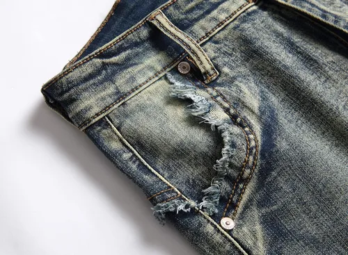 Vista 9 de XIMXIMMTIAN Jeans rectos para hombre, estilo motociclista, desgastados, desgastados, desgastados, rectos