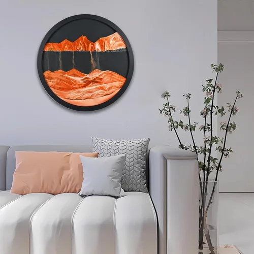 Vista 13 de BBYYT Arte de Arena en Movimiento, Escultura Giratoria Montada en Pared, Arte de Pared Paisaje de Mar Profundo para Decoración de Habitación, Marco