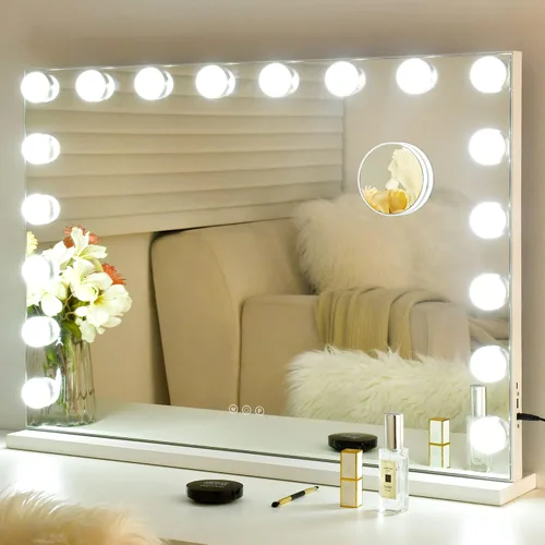 Vista 11 de NicBex Espejo de maquillaje con luces, espejo de maquillaje Hollywood con 15 luces LED regulables, tacto inteligente con ajuste de 3