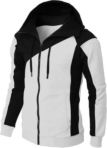 Vista 2 de Mens Summer Hoodie Cotton Midweight Long Sleeve Jersey with Hood Athletic Breathable Stretch Pullover
