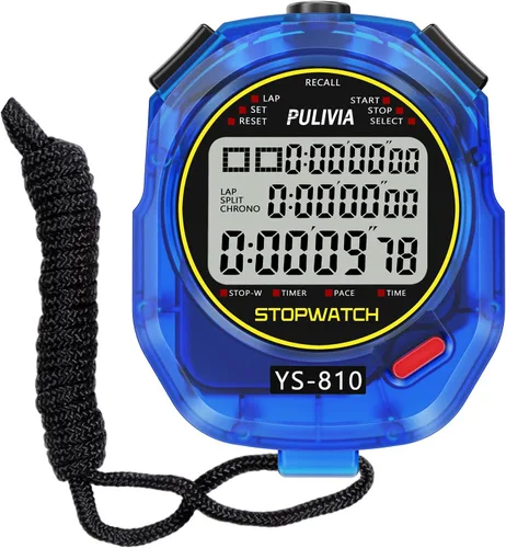 Vista 12 de Cronómetro Deportivo Temporizador con Memoria de 10 Vueltas Divididas Reloj Digital de Parada, Temporizador de Cuenta Regresiva Modo de Ritmo Reloj