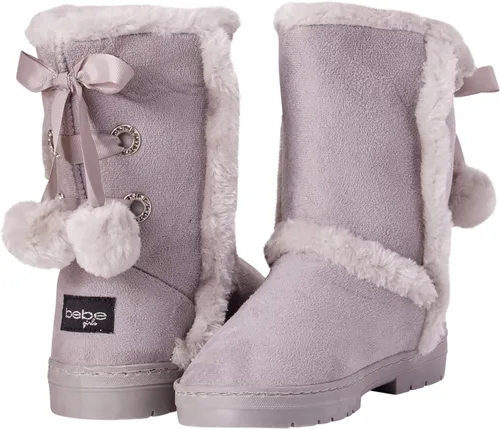 Vista 5 de bebe Girls Fur Trim Winter Boots with Back Lace Pom-Poms (ToddlerLittle GirlBig Girl)
