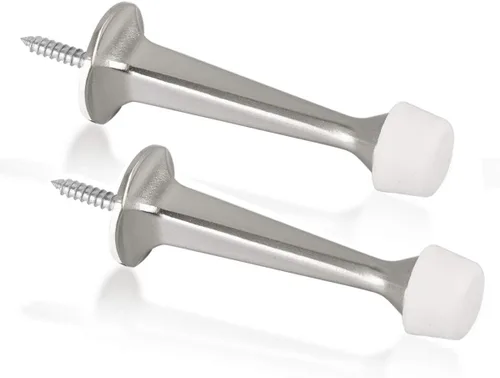 Vista 14 de Paquete de 2 topes rígidos sólidos para puerta, protectores de pared resistentes con puntas de goma suave, color negro
