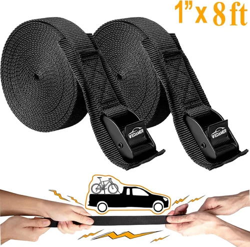 Vista 3 de WEDAMER Paquete de 2 correas de amarre para kayak de 8 pies con hebilla de leva de alta resistencia, correa ajustable para kayak, camiones 2Pack - 8