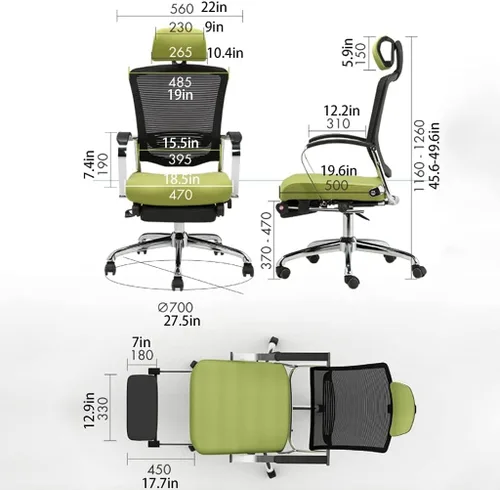 Vista 2 de Sillas de escritorio de oficina, ergonómicas, silla de escritorio cómoda con reposapiés y soporte lumbar, silla de computadora, sillas ejecutivas
