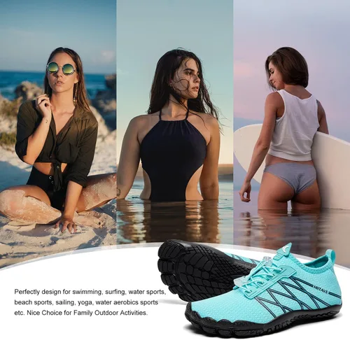 Vista 7 de HIITAVE - Zapatos de agua minimalistas para mujer, de secado rápido, para hacer natación, bucear, surfear, hacer deportes acuáticos, ir a