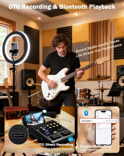 Vista 6 de JOYO Amplificador de Guitarra Eléctrica Portátil de 10W, Amplificador Combo de Pedal Multiefectos con Interruptor de Pie, 14 Modelos