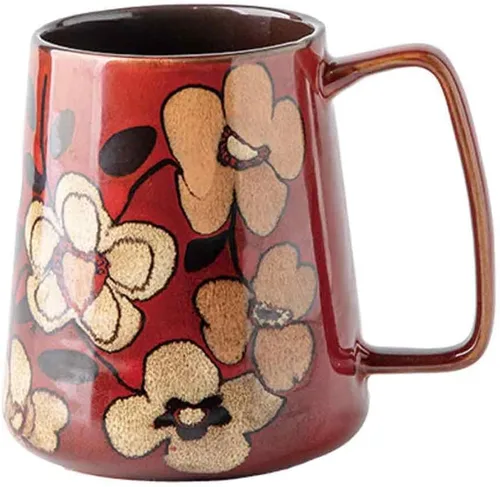 Vista 5 de Taza de café grande de cerámica de 24 onzas con asa, taza de café vintage, taza de té extra grande para oficina y hogar, apta para lavavajillas