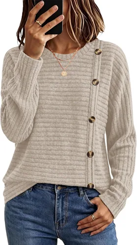 Vista 16 de WIHOLL Suéteres de otoño para mujer, trajes de profesor, camisas de manga Verde