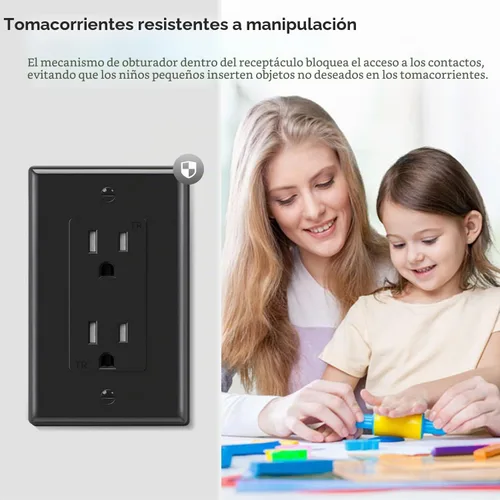 Vista 5 de Micmi Toma de corriente decorativa resistente a manipulaciones, toma de corriente eléctrica decorativa, 15 amperios, 125 voltios, conexión a tierra