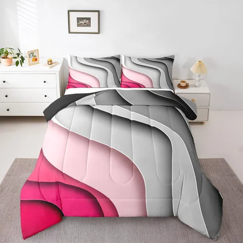 Vista 13 de Erosebridal Juego de ropa de cama abstracta con diseño de olas marinas tamaño Queen, juego de edredón y juegos de ropa de cama con temática de playa