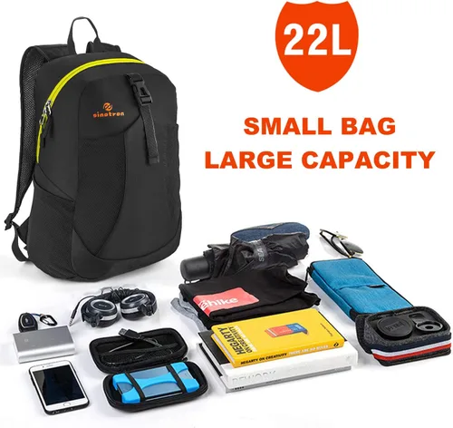 Vista 6 de Sinotron - Mochila de senderismo ligera y plegable de 22 l, mochila pequeña de senderismo, mochila de día para mujeres, hombres, viajes, camping