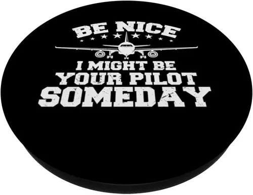 Vista 2 de Pilot Design For Men Women Aviation Airplane Pilot Funny PopSockets Swappable PopGrip