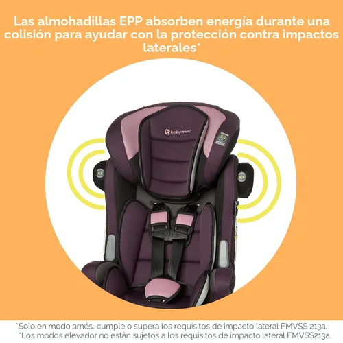Vista 7 de Baby Trend Hybrid SI 3 en 1 - Asiento de coche con refuerzo de combinación con protección contra impactos laterales, Dash Orchid