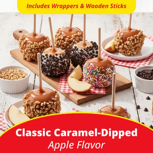 Vista 6 de Concord Foods Kit de manzana caramelo: regalo favorito de otoño - ¡Disfruta de manzanas masticables! Hace 10 manzanas de caramelo por caja, 5 onzas