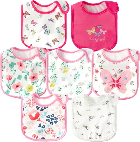 Vista 9 de 7 Piezas Baberos de Bebé de Algodón Impermeables con Cierre de Velcro Babero para Recién Nacido Recuerdo Regalo de Bebé para Babear Alimentación